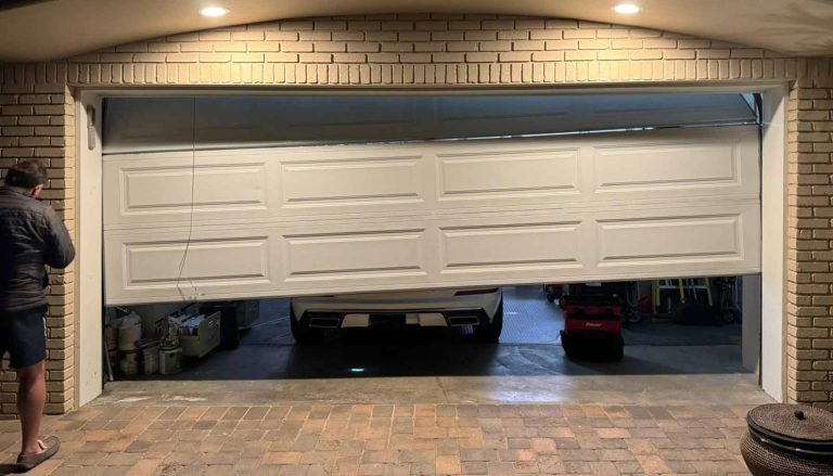 Garage door stuck partway open